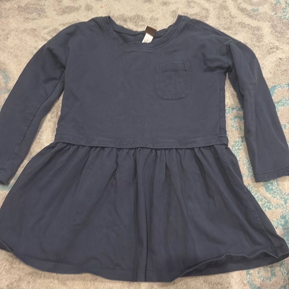 Tea Collection Long Sleeved Navy Blue Dress with front pocket Size 4